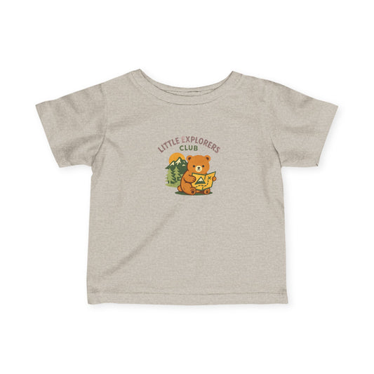 Baby Short Sleeve Tee — "Little Explorers Club" Cub Camping