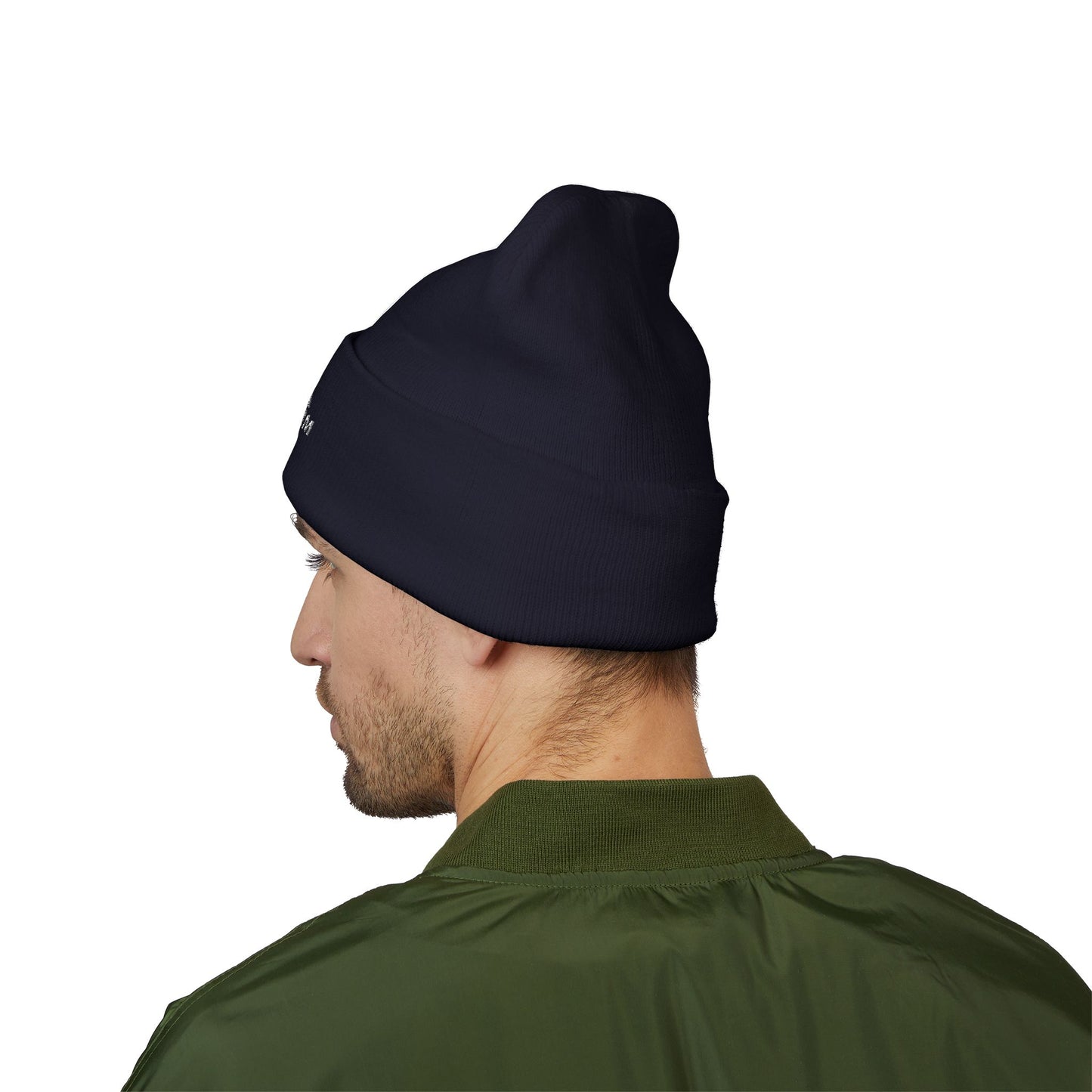 Embroidered Cuffed Knit Beanie