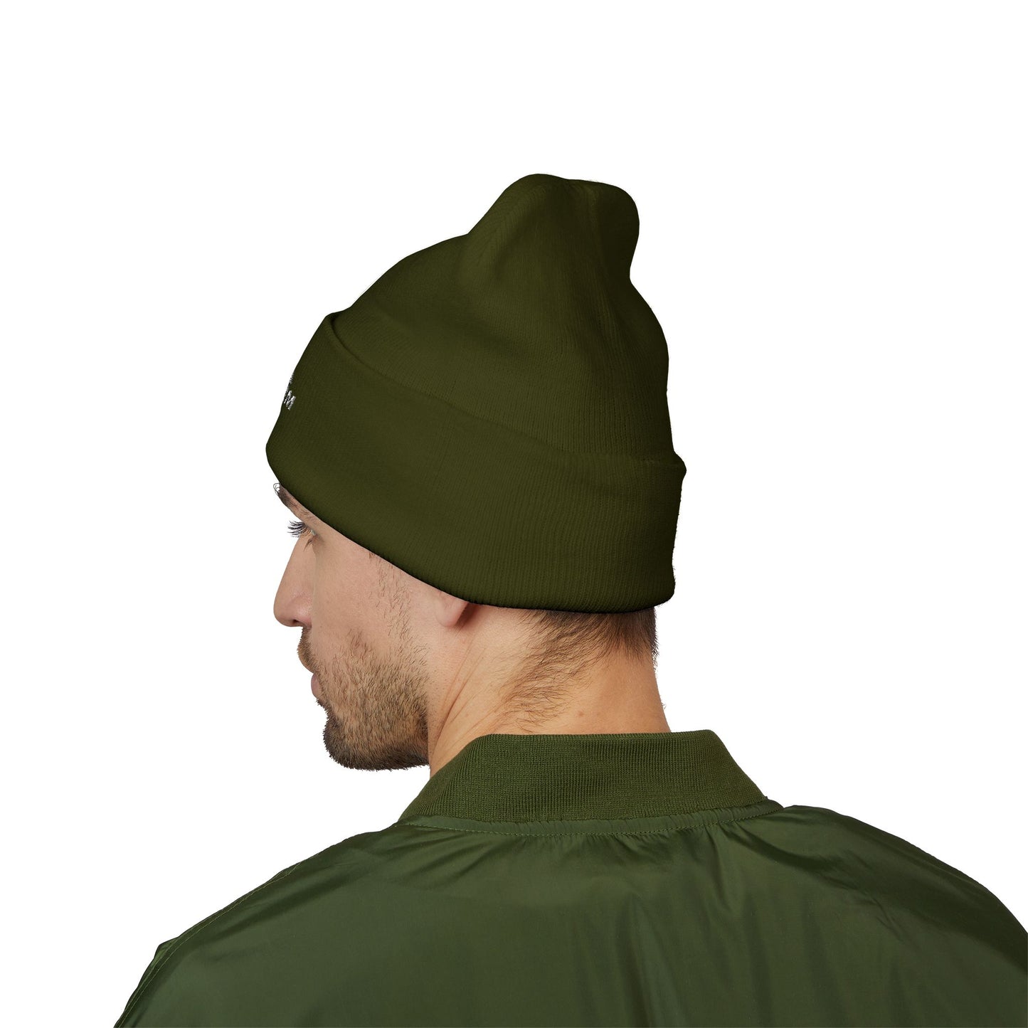 Embroidered Cuffed Knit Beanie