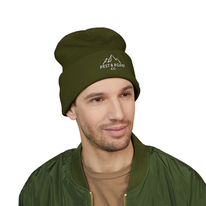Embroidered Cuffed Knit Beanie