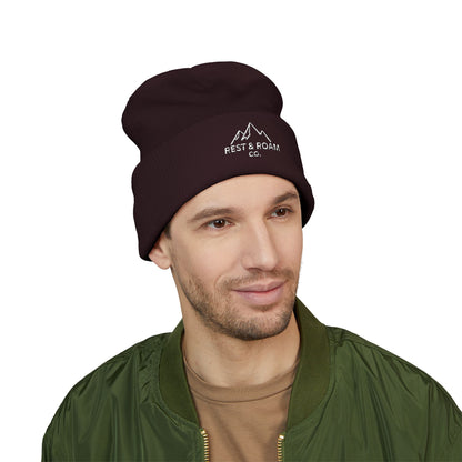 Embroidered Cuffed Knit Beanie