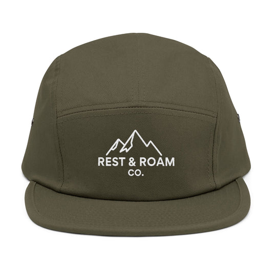 The Classic Rest & Roam Embroidered 5-Panel Cap — Camper Hat for Outdoor Adventure