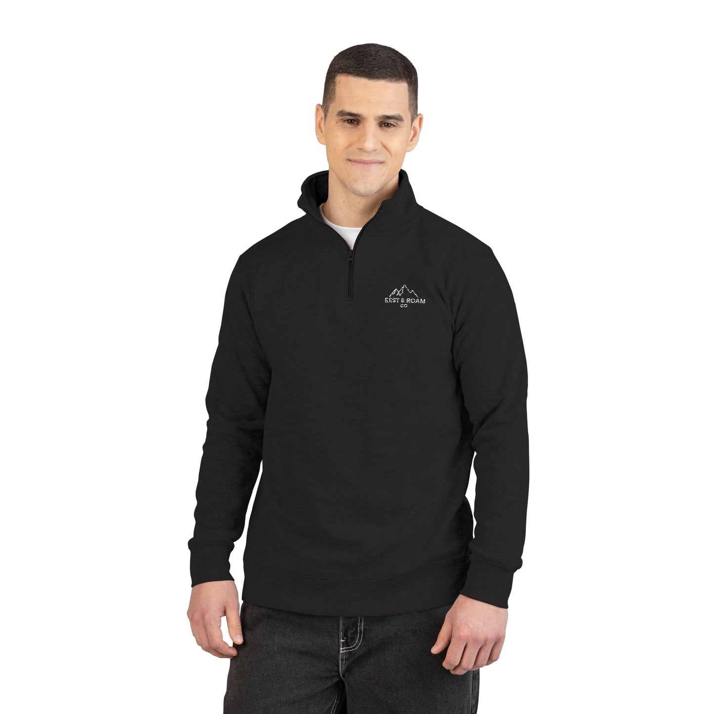 Embroidered Quarter-Zip Unisex Fleece Pullover