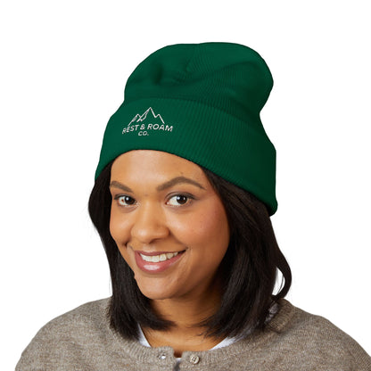 Embroidered Cuffed Knit Beanie