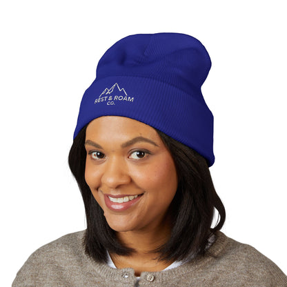 Embroidered Cuffed Knit Beanie