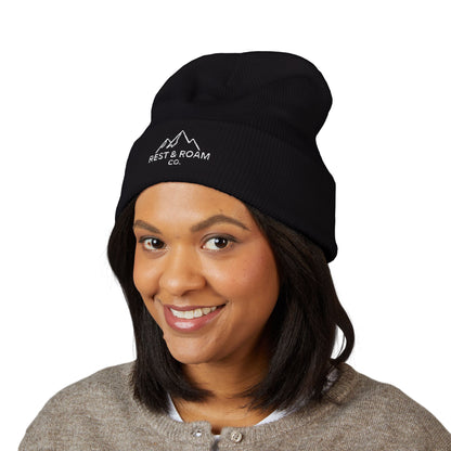 Embroidered Cuffed Knit Beanie
