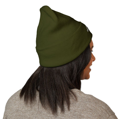 Embroidered Cuffed Knit Beanie