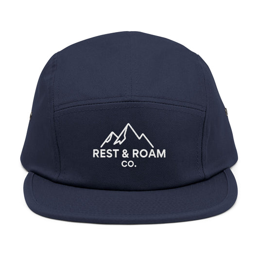 The Classic Rest & Roam Embroidered 5-Panel Cap — Camper Hat for Outdoor Adventure
